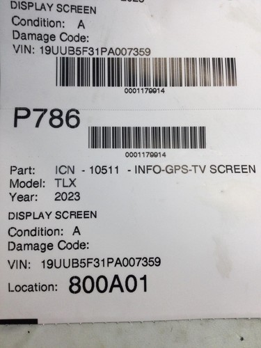 21 22 23 ACURA TLX Info-gps-tv 39710-TGV-A12 DISPLAY SCREEN - Picture 5 of 5