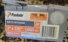 Paslode Framing Nails Brite Interior 3" x .120" 1000 Qty Smooth Shank 650524