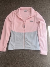 Columbia Zip Up Fleece Women Small Pink and Grey Long Sleeve