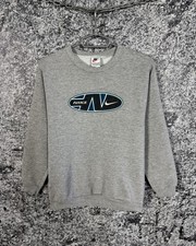 Boys Nike Vintage 90s Crew Sweatshirt Big Logo Made in USA Kids Grey Size L