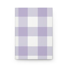 Gingham Checkered Pattern Purple Hard Cover Notebook Lined Pages Matte Journal
