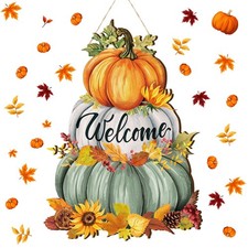 Fall Pumpkin Welcome Sign Door Multicolor Seasonal Wall Decor