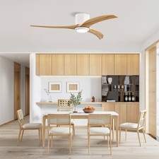 52in Wood Ceiling Fan with Light & Remote, 6 Speed DC Motor, Indoor/Patio