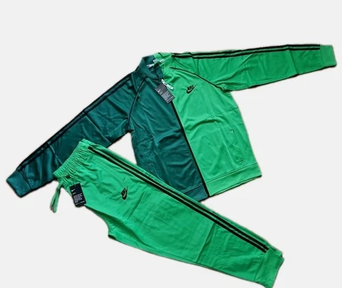 Nike Track 2 Peice Set Mens Full Zip Jacket Pants Zip Pockets Green Medium.