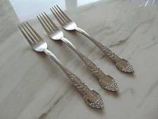 National ROSE & LEAF Dinner Fork Lot 3 Forks Stainless