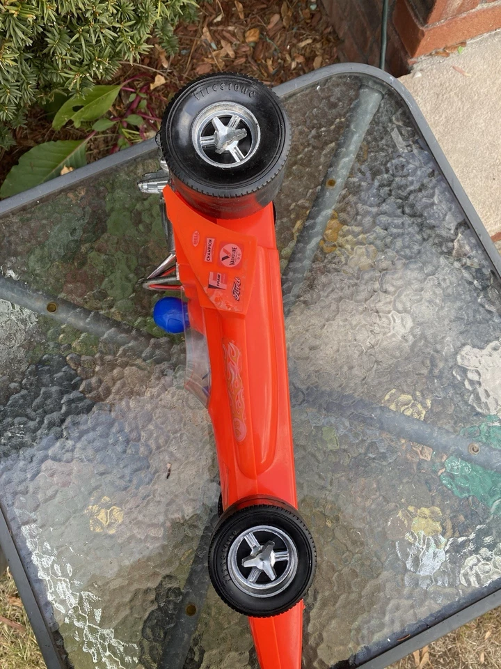 18” Vtg Gay Toys Inc Race Car Rare USA Large Plastic Firestone # 98 Red Indy car - Image 4 of 4