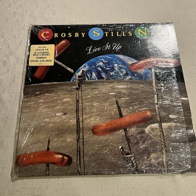 1990 Atlantic Records Crosby Stills Nash Live It Up Album #82107-1 Hype VG+