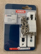 ABUS SK66 Łańcuch drzwiowy z blokadą sprężyn do drzwi mieszkania biały z chromowanym łańcuchem oryginalne opakowanie