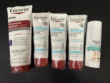 Lot of 5 Eucerin Eczema Relief Cream Foot Cream SPF 35 Tinted Sunscreen