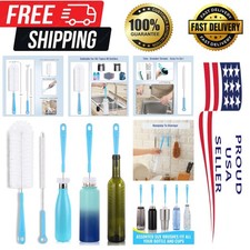 16" Long Handle Bottle Brush Cleaner - Bendable Set of 2 for Narrow Neck Bottles