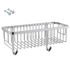 Stainless Steel Wall Mounted Rectangle Shower Caddy Shower Basket with 2-Hooks i
