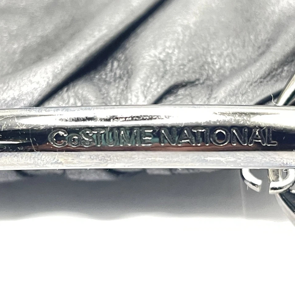 Cartera pequeña de cuero CoSTUME NATIONAL Y2K de colección plegable abierta difícil de encontrar rara Foto 4 de 4