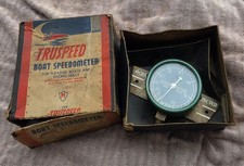 VINTAGE AQUA METER 55 MPH BOAT SPEEDOMETER GAUGE w/ RARE TRUSPEED BOX 1940s