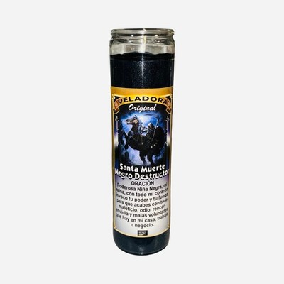 Santa Muerte Negro Destructor Veladora Para Destruir Maleficios, Odio y Envidia