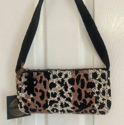 Handcrafted in India Beaded Cheetah Leopard Bag Tik Tok New Release RARE NWT
