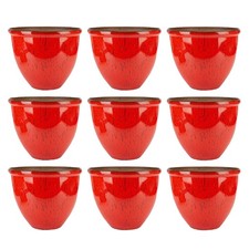 [Set of 9] 30cm Round Garden Planter Running Glaze Ceramic Look Plant Pot