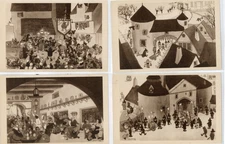 ten 1933 Chicago World's Fair postcards signed Jean Dratz, Belgium, exposition