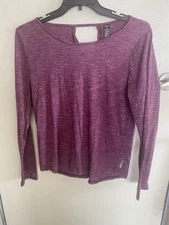 RBX Long Sleeve Active Wear Shirt Poly/rayon Keyhole Back Burgundy Size L