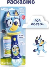 BLUEY Lights Sound Bubble Wand, Includes Bubble Solution plays music New