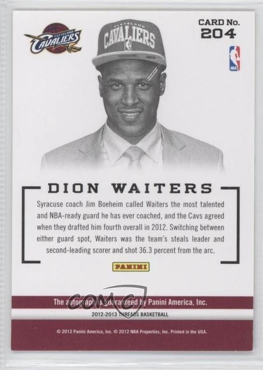 2012-13 Panini Threads Rookies Dion Waiters #204 Rookie Auto RC - Image 2 of 2