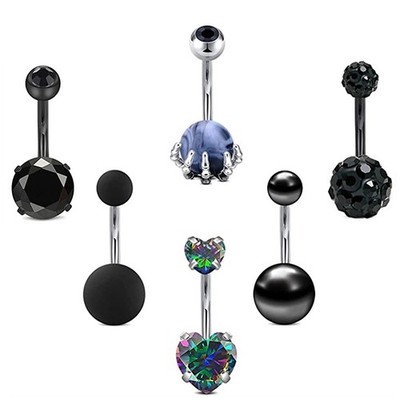 6pcs/set Fashion Crystal Belly Button Rings Sexy Piercing Navel Body Jewelry~