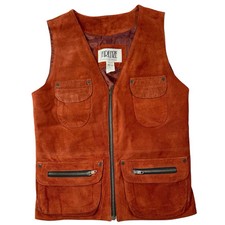 Vintage Firenze Brown Leather Vest Womens Petite Made in USA Santa Barbara Camel