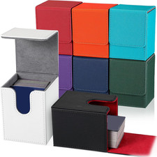 8 Pack Magnetic Card Deck Cases, Sleeved Leather Boxes for MTG/TCG, 8 Colors