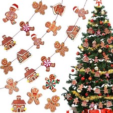 Karenhi 6 Feet Wood Gingerbread Garland for Christmas Tree Multicolored