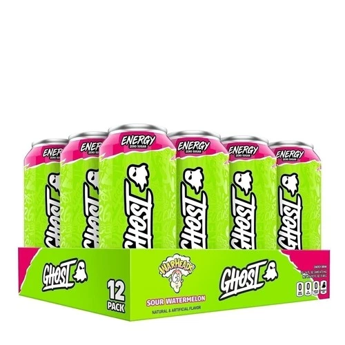 Ghost Energy Ready to Drink 16 Ounce Cans Warheads Sour Watermelon, 12 Cans