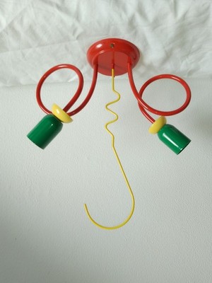 80er Esto Österreich Deckenlampe 2-flam. E27 Metall Mehrfarbig  Postmodern NEU