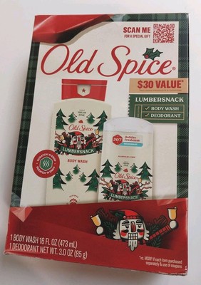 New Old Spice Men's Christmas Gift Set 2pc Lumbersnack Bodywash & Deodorant 