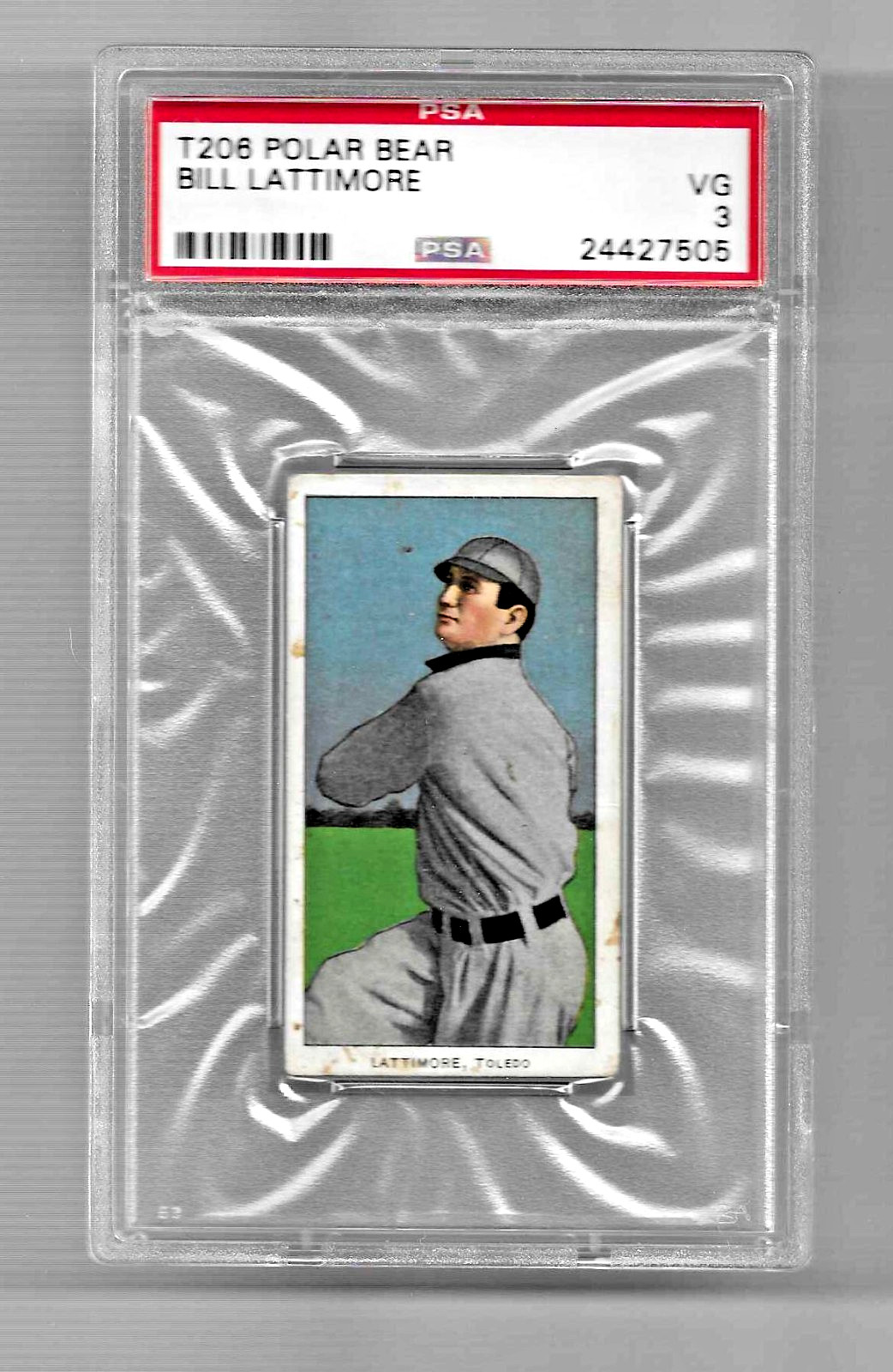 1909-1911 T206 POLAR BEAR TOBACCO BASEBALL CARD PSA 3 BILL LATTIMORE TOLEDO
