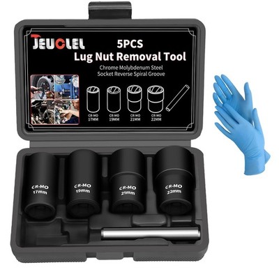 5PCS Twist Lug Nut Socket Set - 1/2 inch Drive Damaged Nut Lock Remover Extra...