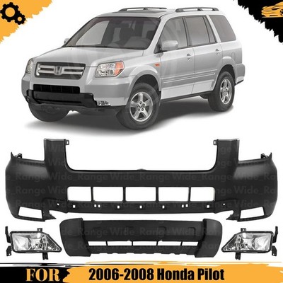 Front Bumper Cover Paintable & Fog Light Assembly Kit For 2006-2008 Honda Pilot