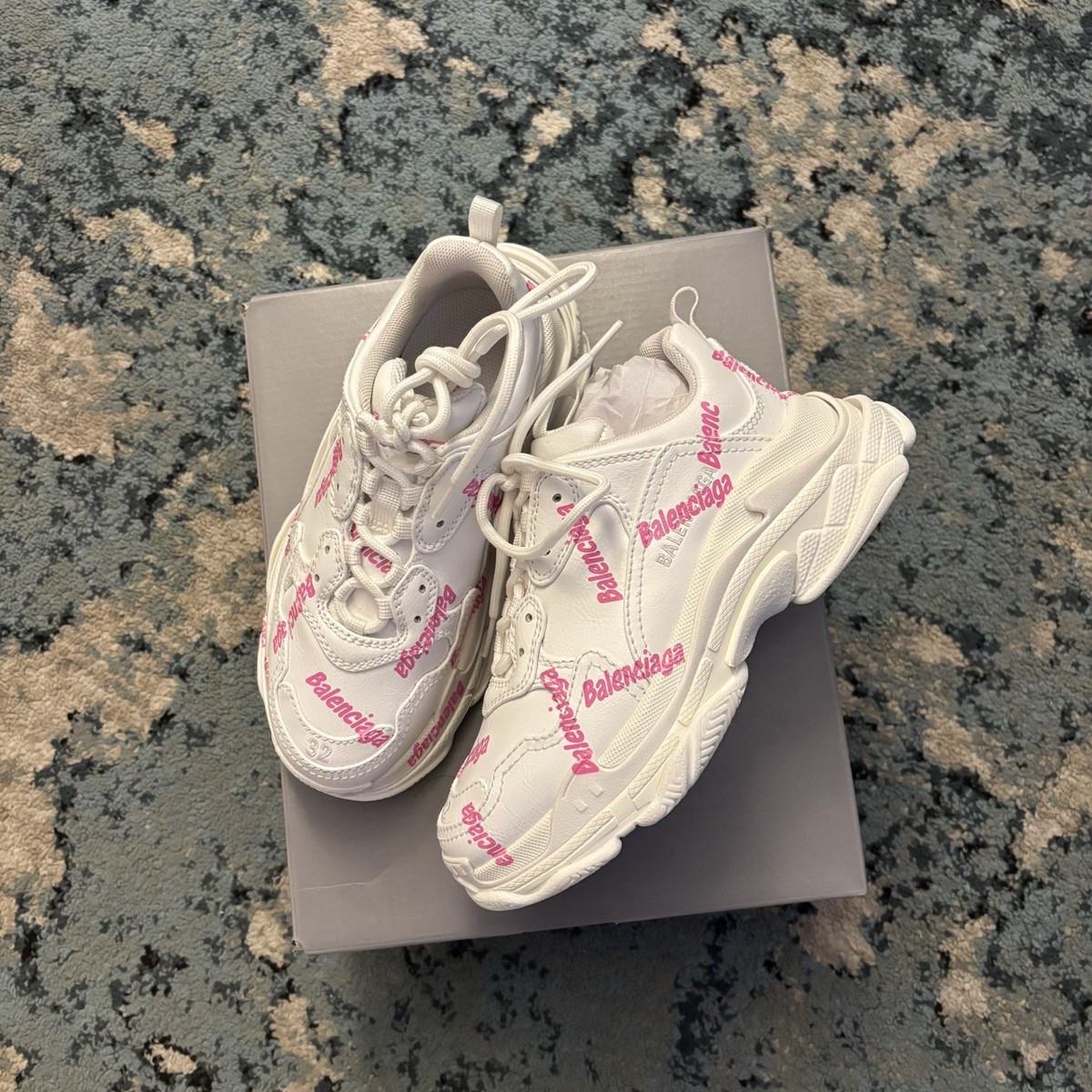 Balenciaga Kids Triple S Logo Sneaker Size 1Y Brand New Retail
