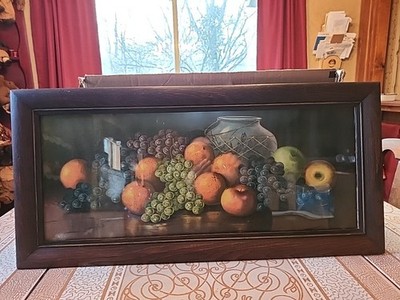 1890's Fruit Basket Print Rare 28''x13'' Very old Frame Very Unique Good shape