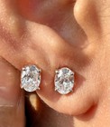 4CT Oval Lab Grown Diamond Studs Earrings For Daughter Gift 14k Rose Gold#389 — photo 8
