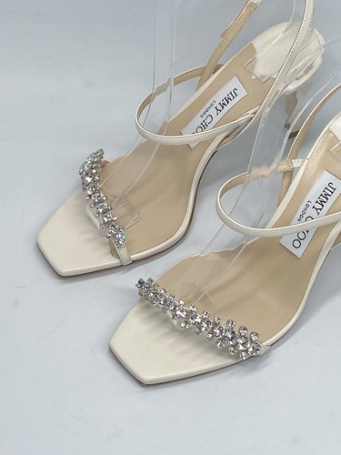Jimmy Choo Meira Crystal Embellished Nappa Sandal size 37.5 - Picture 7 of 15