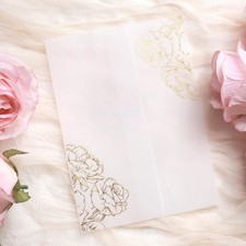100 PCS Vellum Jackets For 5x7 Inch Invitations 130GSM Translucent Rose Gold