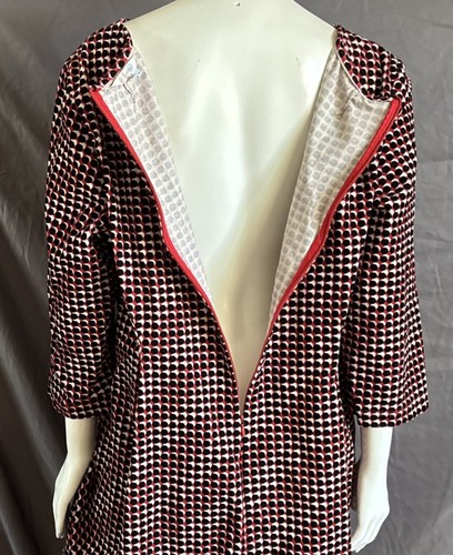 Boden Hannah Red Black Geo Polka Dot Corduroy Sheath Dress US 16L Excellent - Afbeelding 5 van 13