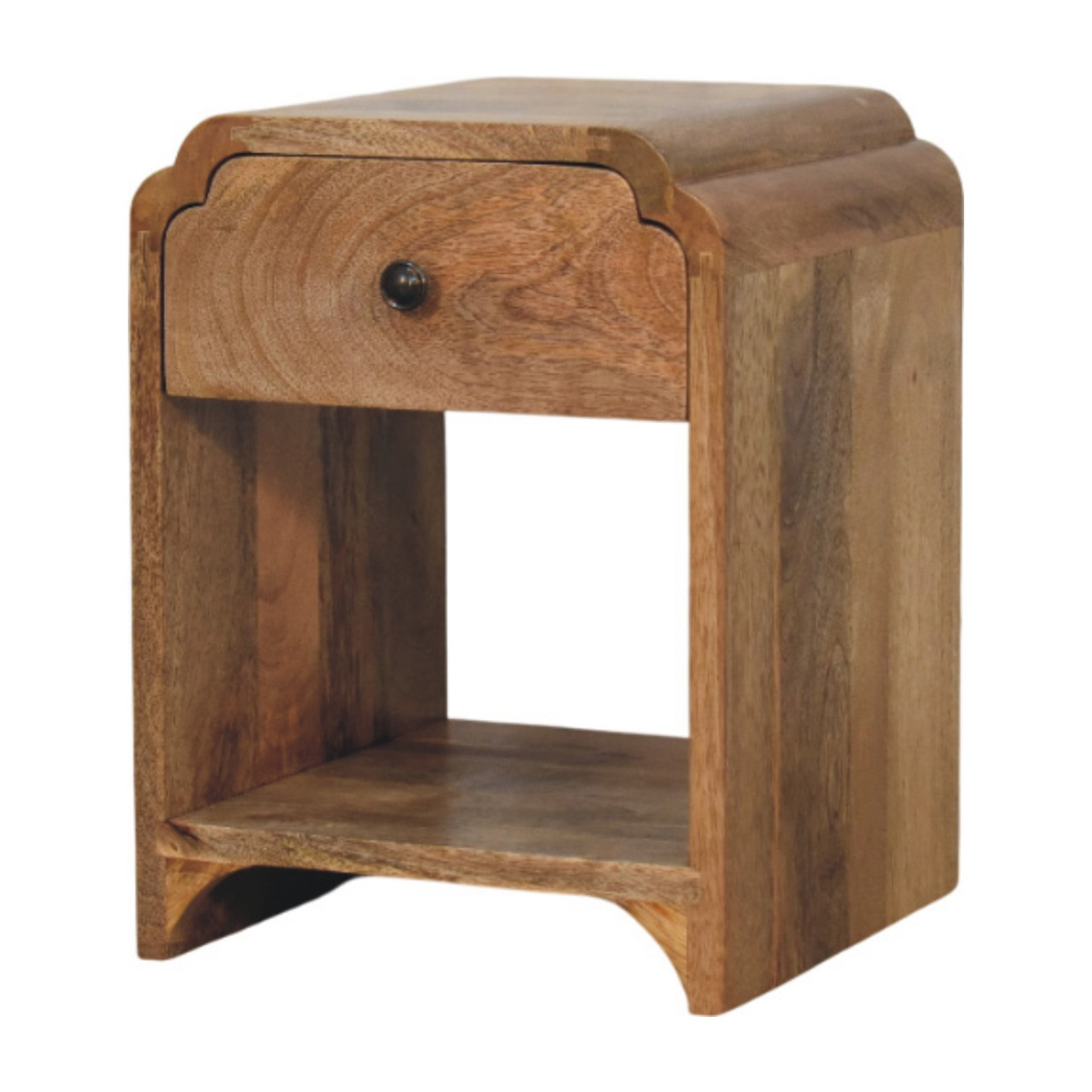 Artisan Furniture Newton Oak-Ish Single Drawer Single Shelf Solid Wood Mini Nightstand - Image 2