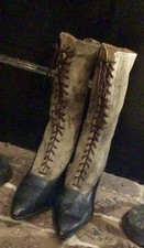Antique 1890 Victorian 2-Tone 40-Hole Laceup Ladies Women s Leather SHOES BOOTS