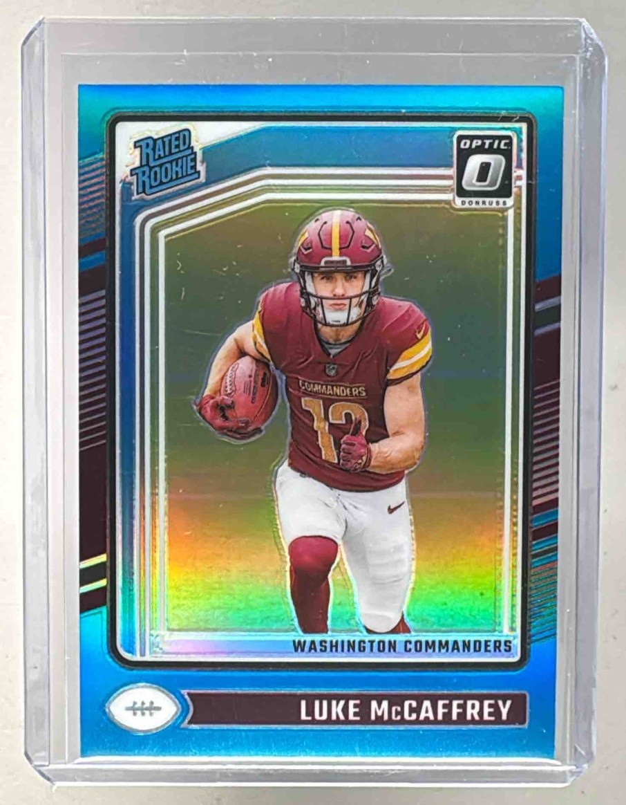 Luke McCaffrey 2024 Panini Donruss Optic #268 Aqua Rated /299