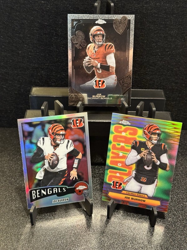 2025 Topps Chrome Football Joe Burrow Cincinnati Bengals 3-Card Lot Refractor