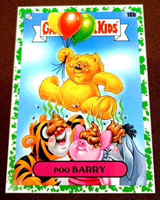 2022 TOPPS Garbage Pail Kids Book Worms ''POO BARRY'' #18b Green Border
