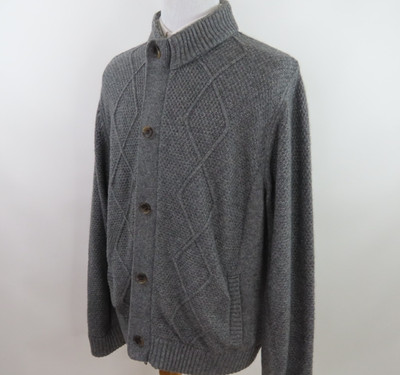Peter Millar Baby Wool Yak Cashmere Cardigan Sweater Mens Gray Full Zip XXL 2XL