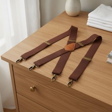 Suspenders for Men Heavy Duty Swivel Hooks Retro X-Back Adjustable Brace