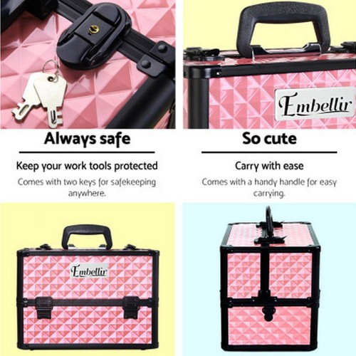 NEW Embellir Portable Cosmetic Makeup Case Pink - Picture 4 of 7