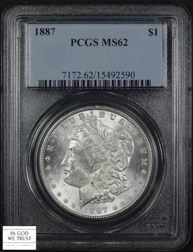 1887 Morgan Silver Dollar $1 PCGS MS 62 **LUSTROUS WHITE UNC**