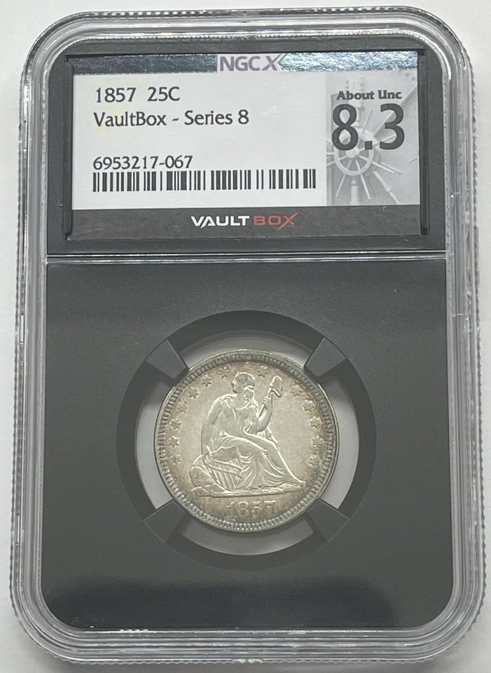 1857 NGCX 8.3 (MS53) СИДЯЩАЯ СВОБОДА ЧЕТВЕРТЬ - Изображение 2 из 3